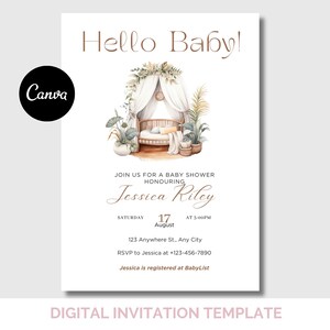 Woodland Baby Shower Invitation: Gender Neutral Canva Template Digital Download B1