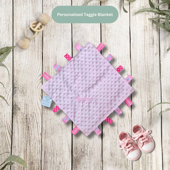 Personalised Ribbon Tag Comfort Blanket Lovey Baby Blanket Sensory Ribbon Tag Baby Blanket Custom Baby Shower Gift Girls Named Comforter Etsy UK