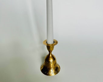 Vintage Brass Bell and Candlestick Holder