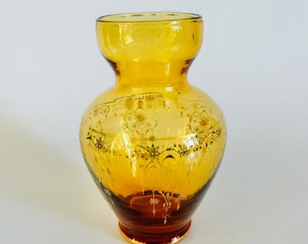 Vintage Amber Vecchia Italy Murano Bud Vase
