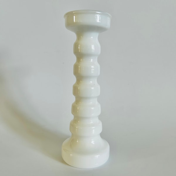 Vintage Ribbed Anchor Hocking Milk Glass Candle Holder and Vase