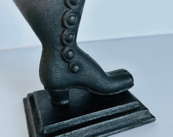 Vintage Cast Iron Boot Bookend Match Holder and Striker