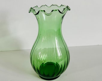 Vintage Green Ruffle Edge Vase