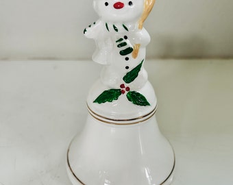 Vintage Ceramic Christmas Snowman Bell