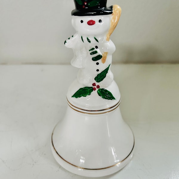 Vintage Ceramic Christmas Snowman Bell