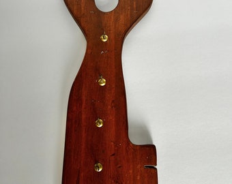 Vintage Wooden Key Holder in Shape of Key