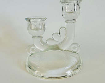 Vintage Jeanette Glass Double Candlestick Holder