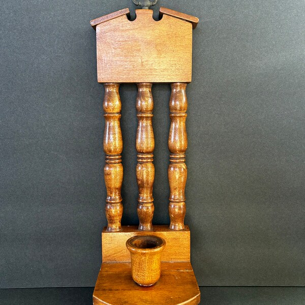 Vintage Wood Spindle Hanging Candle Holder