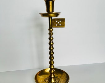 Unique Vintage Solid Brass Candle Holder Candlestick - Heavy and Tall 13"