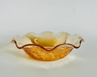 Vintage Carnival Glass Iridescent Wavy Edge Bowl