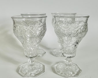 Set of 4 Antique McKee Rock Crystal Depression Water Glasses