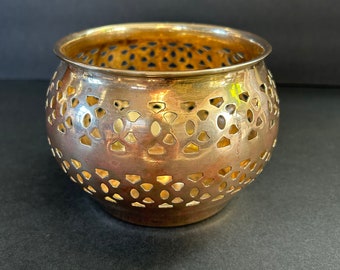 Vintage Brass Potpourri Candle Bowl
