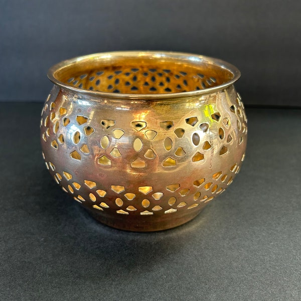 Vintage Brass Potpourri Candle Bowl