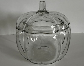 Vintage Anchor Hocking Clear Glass Pumpkin Jar