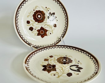 Set of 2 Vintage Royal China by Jeanette Nutmeg Ironstone Bread Plates