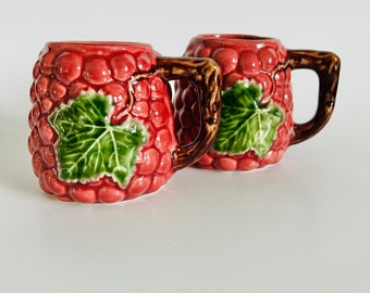 Set of 2 Vintage Jay Willfred Red Raspberry/Grape Mugs