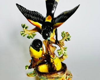 Vintage Wales Porcelain Bird and Nest Figurine Made in Japan