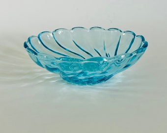 Vintage Blue Swirl Trinket Dish Bowl