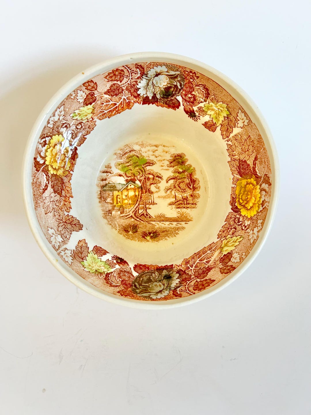 Vintage Nasco Mountain Woodland Bowl - Etsy