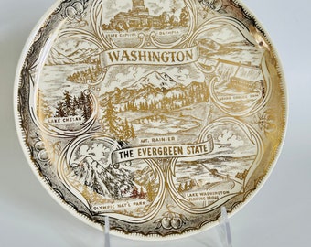 Vintage Cream and Gold Washington State Plate