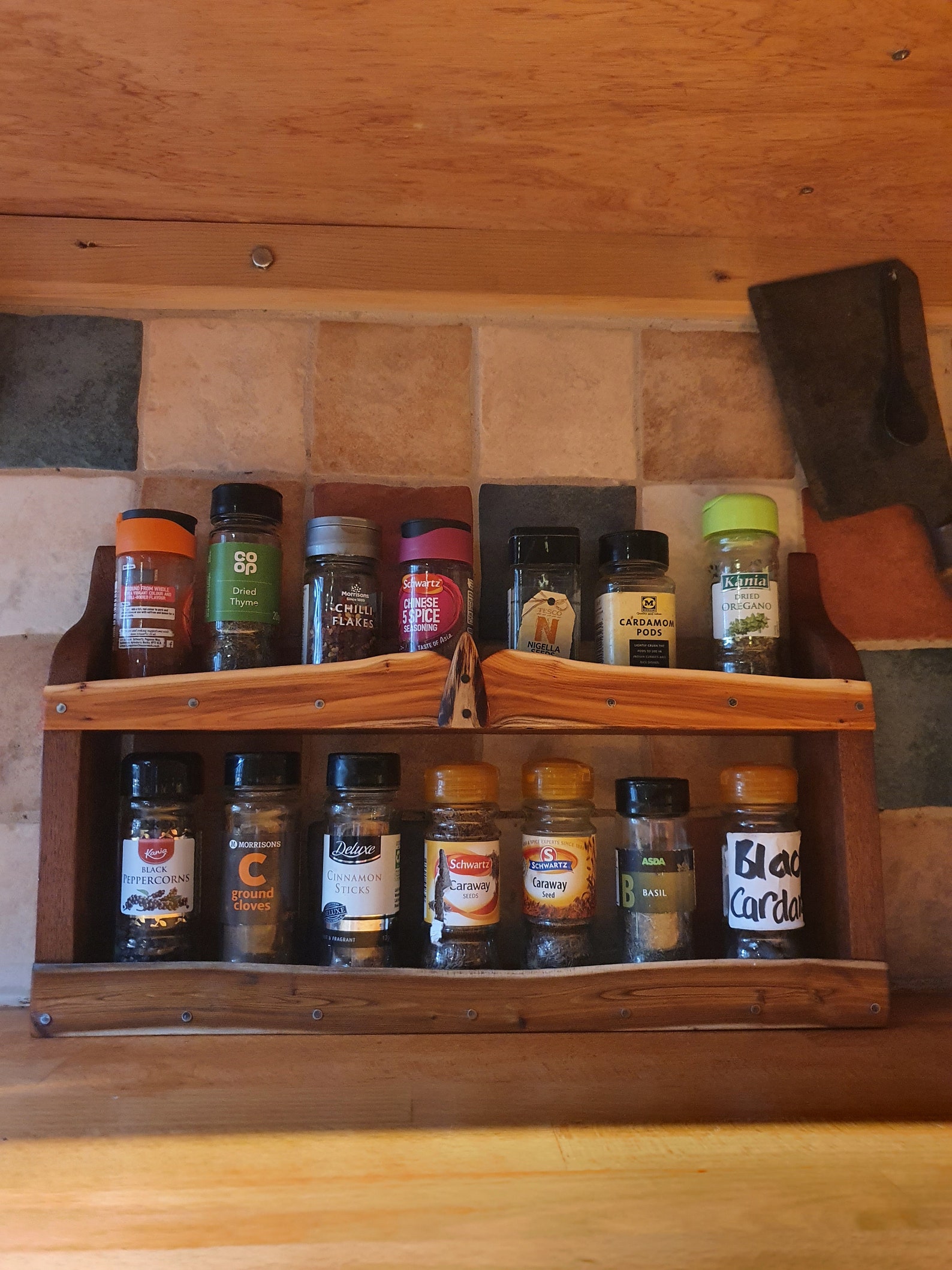 Handmade rustic spice rack with beautiful yew front free Etsy