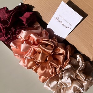 Pure Mulberry Silk scrunchie  -Set - Silk Scrunchies - Hair Accessories - Ponytail scrunchie  -  bridesmaid gift - Bridesmaid proposal