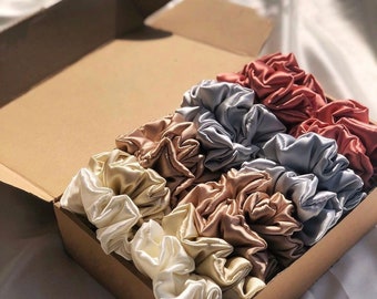 Pure Mulberry Silk scrunchie  -Set - Silk Scrunchies - Hair Accessories - Ponytail scrunchie  -  bridesmaid proposal - holiday gift -