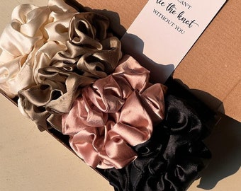 Pure Mulberry Silk scrunchies  - wedding - proposal box - Ponytail scrunchie - bridesmaid gift - 100% mulberry -