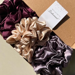 Pure Mulberry Silk scrunchie Set Silk Scrunchies Hair Accessories Ponytail scrunchie bridesmaid gift Bridesmaid proposal image 2