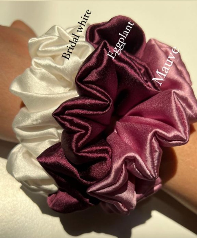 Reine Maulbeerseide Scrunchie Scrunchie Set Pferdeschwanz Scrunchie 100% Maulbeere Brautjungfer Geschenk Weihnachtsgeschenk Bild 3