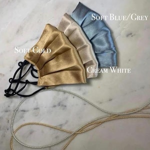 100% Mulberry Silk Face Mask - Adjustable - Wedding Mask -  Free CANADA, USA Shipping - Soft face mask  - Double Layered facemask - Pleated