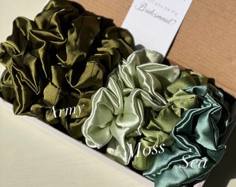 Pure Mulberry Silk scrunchie -Set - Zijden Scrunchies - Haaraccessoires - Paardenstaart scrunchie - bruidsmeisje cadeau - Bruidsmeisje voorstel -