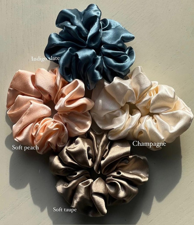 Reine Maulbeerseide Scrunchie Scrunchie Set Pferdeschwanz Scrunchie 100% Maulbeere Brautjungfer Geschenk Weihnachtsgeschenk Bild 5