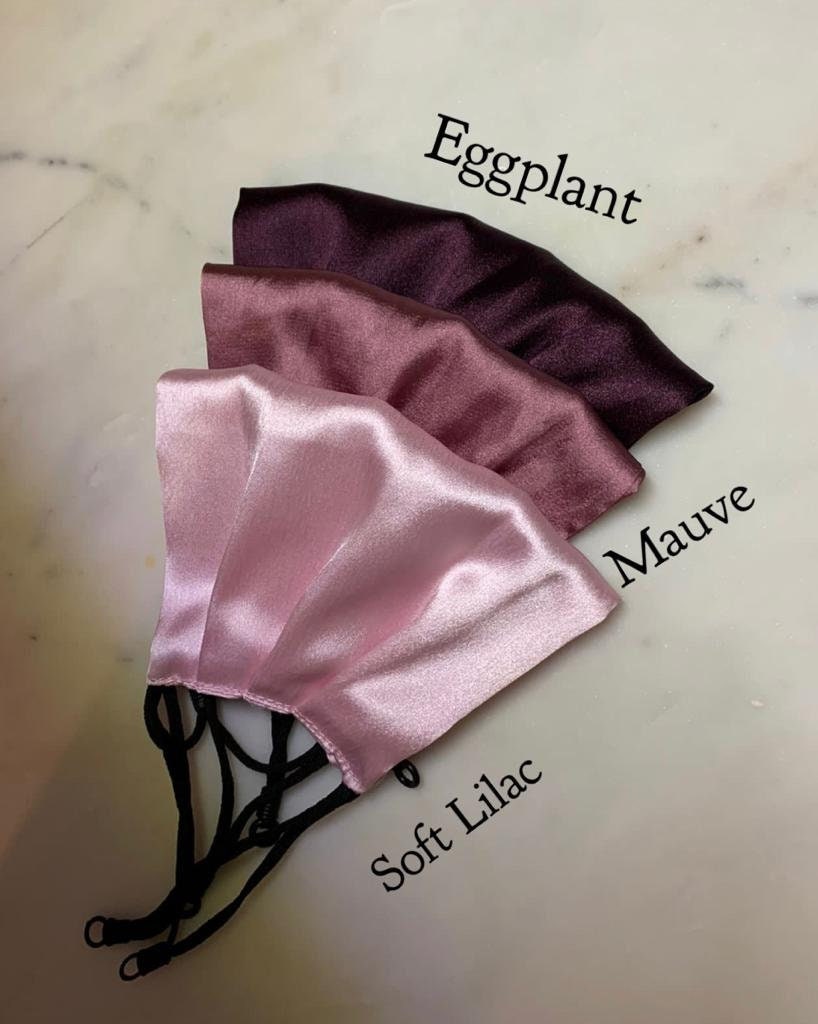 100% Mulberry Silk Face Mask - Adjustable - Wedding Mask -  Free CANADA, USA Shipping - Soft face mask  - Double Layered facemask - Pleated