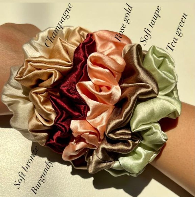 Reine Maulbeerseide Scrunchie Scrunchie Set Pferdeschwanz Scrunchie 100% Maulbeere Brautjungfer Geschenk Weihnachtsgeschenk Bild 4