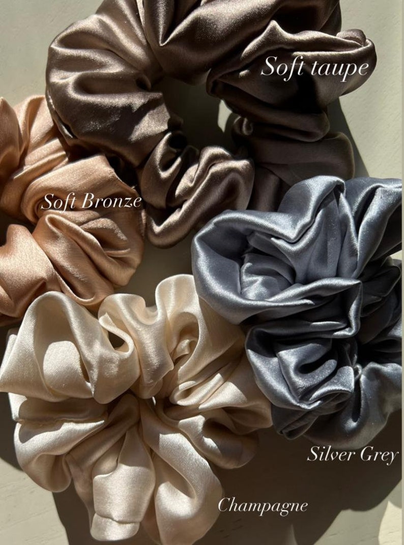 Pure Mulberry Silk scrunchie Set Silk Scrunchies Hair Accessories Ponytail scrunchie bridesmaid gift Bridesmaid proposal image 7