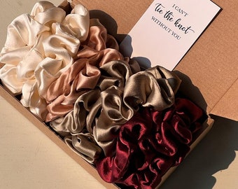 Pure Mulberry Silk scrunchie  -Set - Silk Scrunchies - Hair Accessories - Ponytail scrunchie  -  bridesmaid gift -Bridesmaid proposal   -