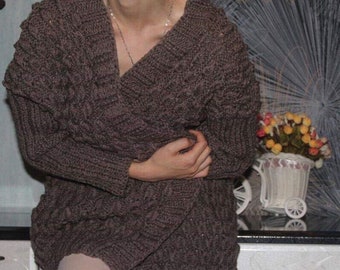 knitted brown cardigan