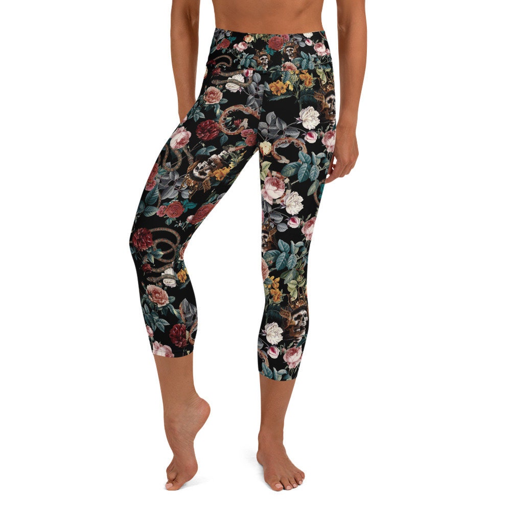 Aubergine Leggings, Yoga Pants, High Waist Leggings, Leggings for Women,  Garden Theme Leggings 