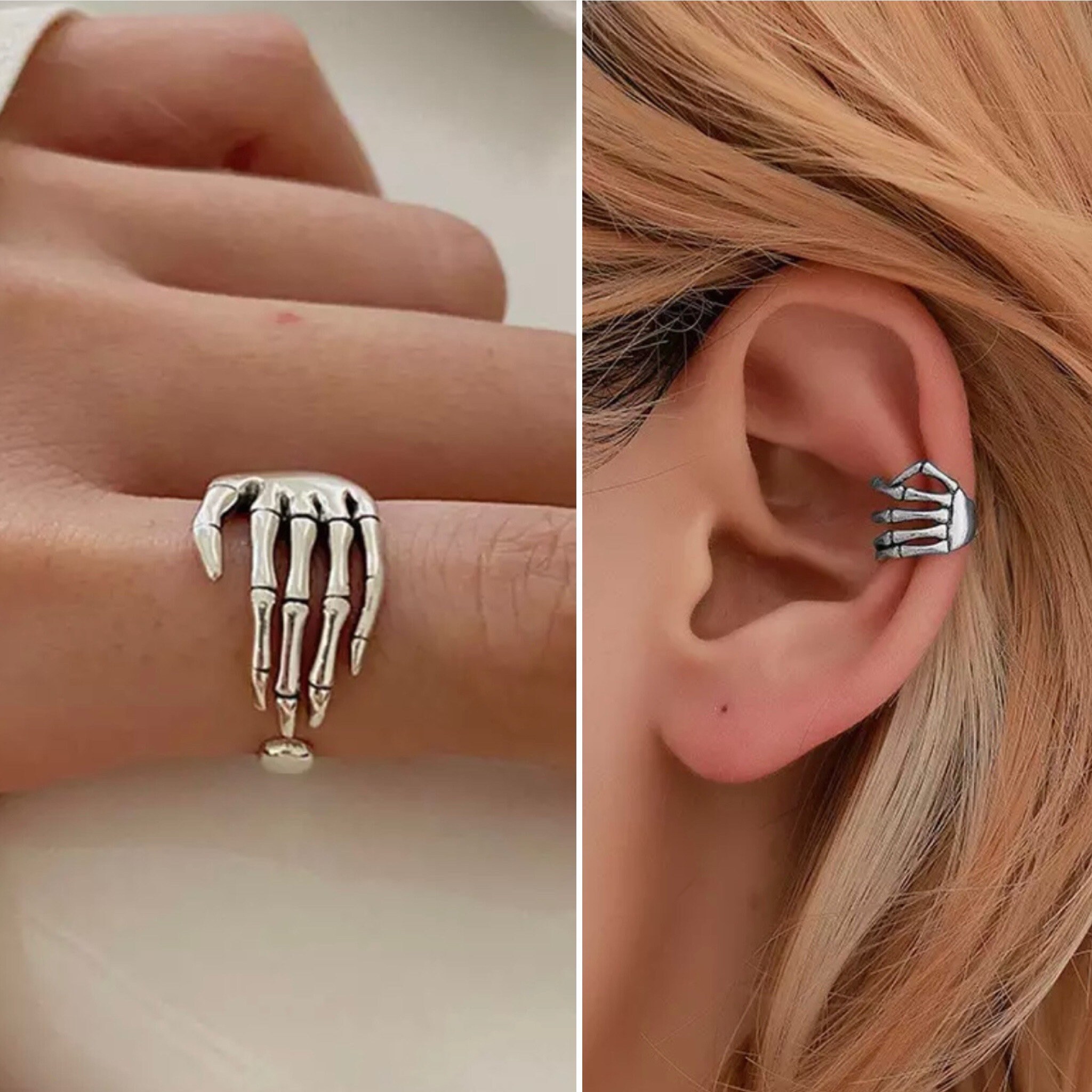 Skeleton hand clearance ear cuff
