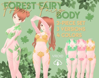 VTuber 2-delig bosfeeën-body in 3 variaties en 4 kleuren — VROID textuur "Inner Top" + "Inner Bottom" | VTuber Kleding