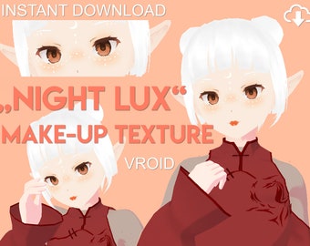 VTuber "Night Lux" Makeup — VROID (1.4.2) Texture "FacePaint" + "Lips" | Accessorio VTuber