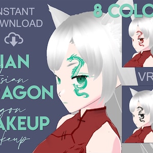 VTuber Asian Dragon Makeup in 8 colors — VROID (1.4.2) Texture &quot;FacePaint&quot; | VTuber accessory