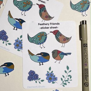 | de feuille d’autocollants pour oiseaux Amis plumeux| Planificateur | | Bullet Journal Scrapbooking