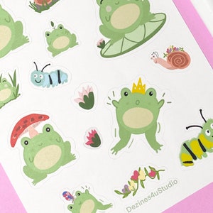 Autocollants de grenouille et amis| Autocollants mignons | | Kawaii | mat | brillant | vinyle Planificateur | journal | Autocollants Scrapbook