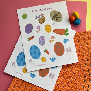 Feuille d’autocollants de Pâques | Oeufs | Lapin | Décorer | Revue | Album