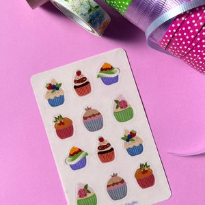 Feuille d’autocollant cupcake | Décorer | | de fête Planificateur | journal | Traqueur d’anniversaire