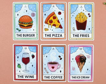 Food Tarot Cards Pack | Cute Yummi Vinyl Waterproof Glossy Sticker | Kindle Phone Laptop Scrapbooking Bullet Journal