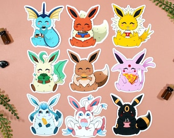 Eeveelution Sticker | Vinyl Waterproof Glossy Sticker | Kindle Phone Laptop Scrapbooking Bullet Journal