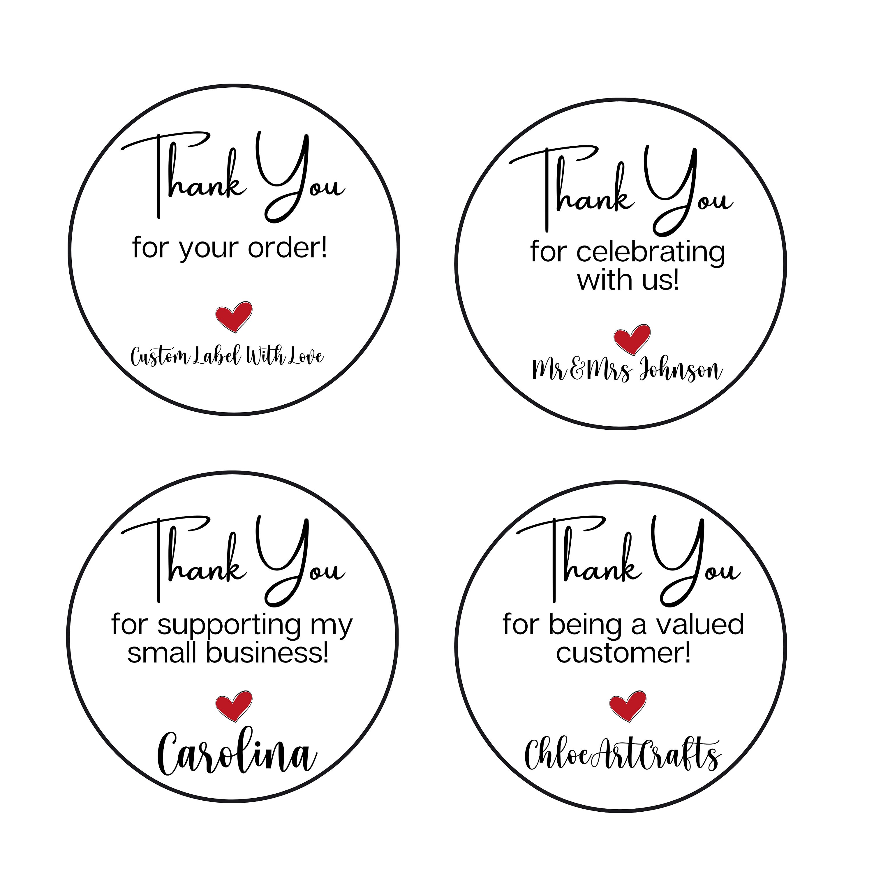 Custom Thank You Stickers Labels / Circle / Thank You Stickers Etsy